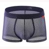 Men Trunks Mesh Transparent Underwear Ultra-Thin Breathable Boxers Summer Quick-Drying Panties Convex Pouch Lingerie Underpants