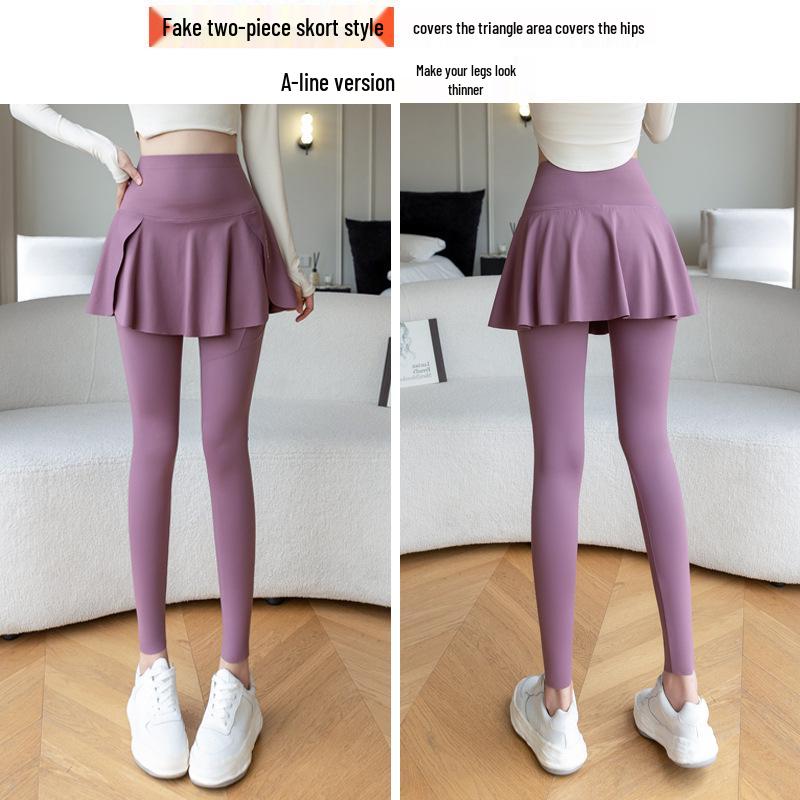 Damen High-Waist Culottes mit Rock & Yoga Leggings (Übergröße)