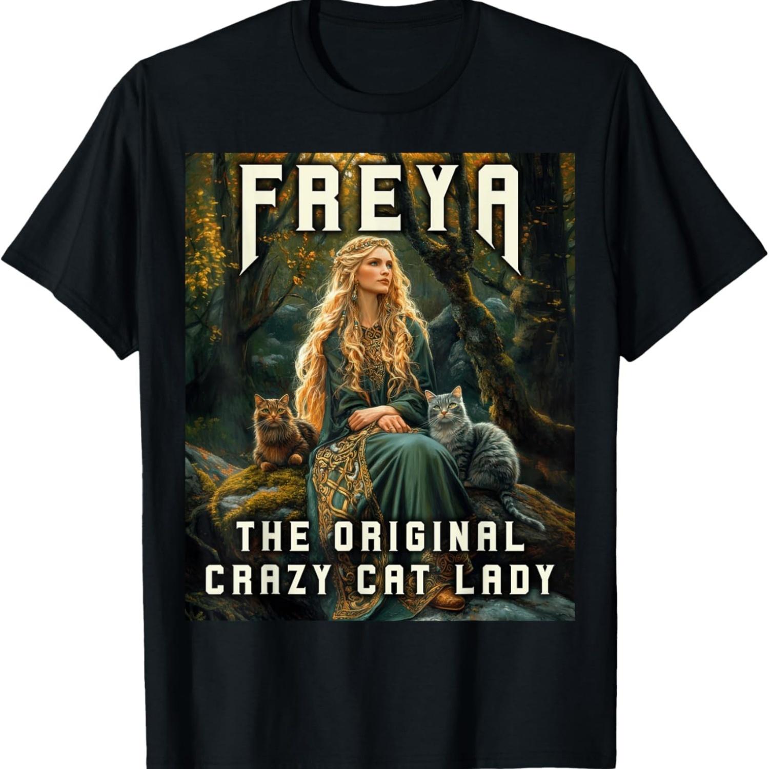 Freya The Original Crazy Cat Lady Norse Meme T-Shirt S чёрный