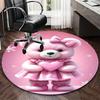 1pc Pink Teddy Bear with Heart Round Carpet - Anime Design, Office Chair Mat, Non-Slip Rug, Seasonal Gift, Suitable for Home Decor, Office Use, Living