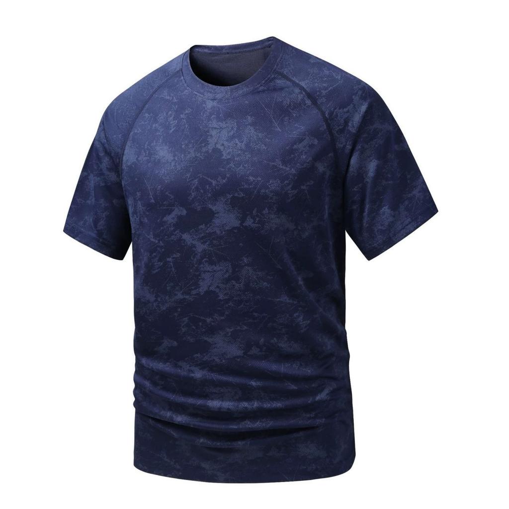Men's Camouflage Print Lightweight Breathable Quick Dry Fitness Sports T Shirt Short Sleeve Top for Outdoor Training and Gym
