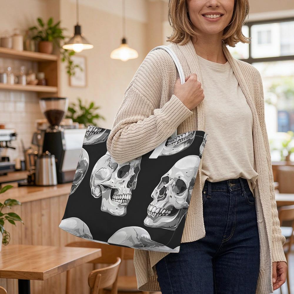 Gothic Skull Pattern Tote Bag Fashion Daily Shoulder Handbag for Casual Use