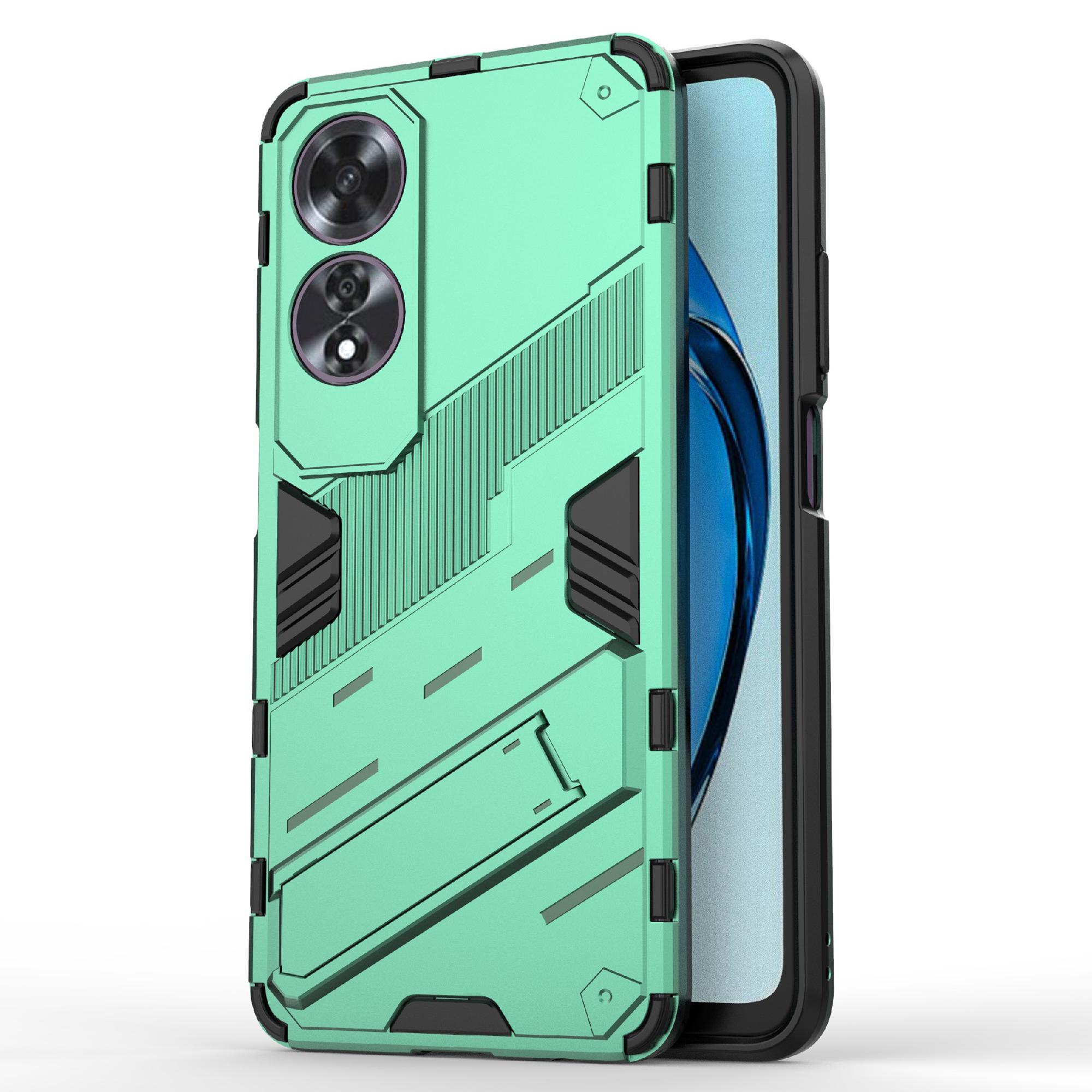 

For Oppo A60 4G Case Built-in Kickstand PC+TPU Shockproof Phone Cover Green