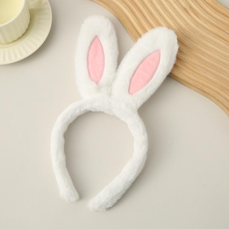 Discounted Korean Plush Rabbit Ear Headband for Face Washing & Hair Styling - Cute Cartoon Design