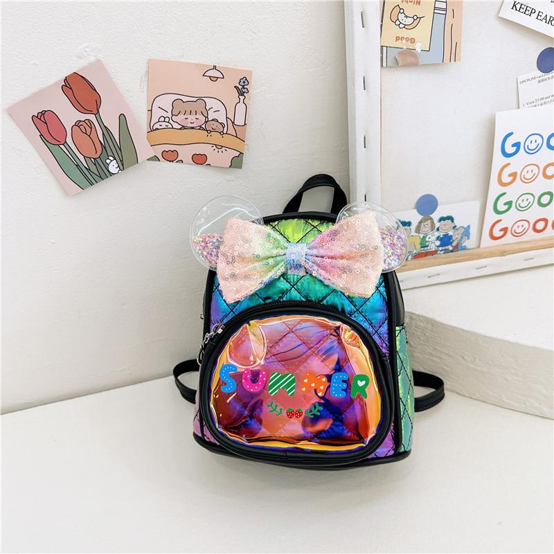 

Neutral Gender Colorful Childrens Backpack With Whimsical Bow And Durable Design чёрный