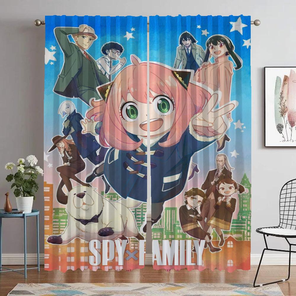 Spy X Family Elegant Room Curtains for Living Room Halloween Decoration Window Curtain Home Interior Curtains 2 Pieces Shades
