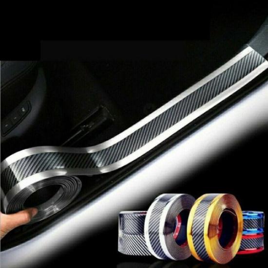 Carbon Fiber Car Door Plate Sill Scuff Cover Anti Scratch Sticker Accessories