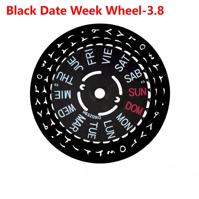 Black/White Date Week Wheel NH35 NH36 Movement Arabic Movement Dial Fits NH35 NH36 Automatic Movement Crown At 3.0 or 3.8 Oclock
