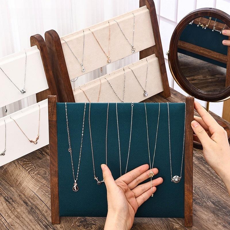 Jewelry Display Stand for Necklace Wooden Jewelry Storage Holder for Pendant Bracelet Display Props Home Shop Counter Shows Rack