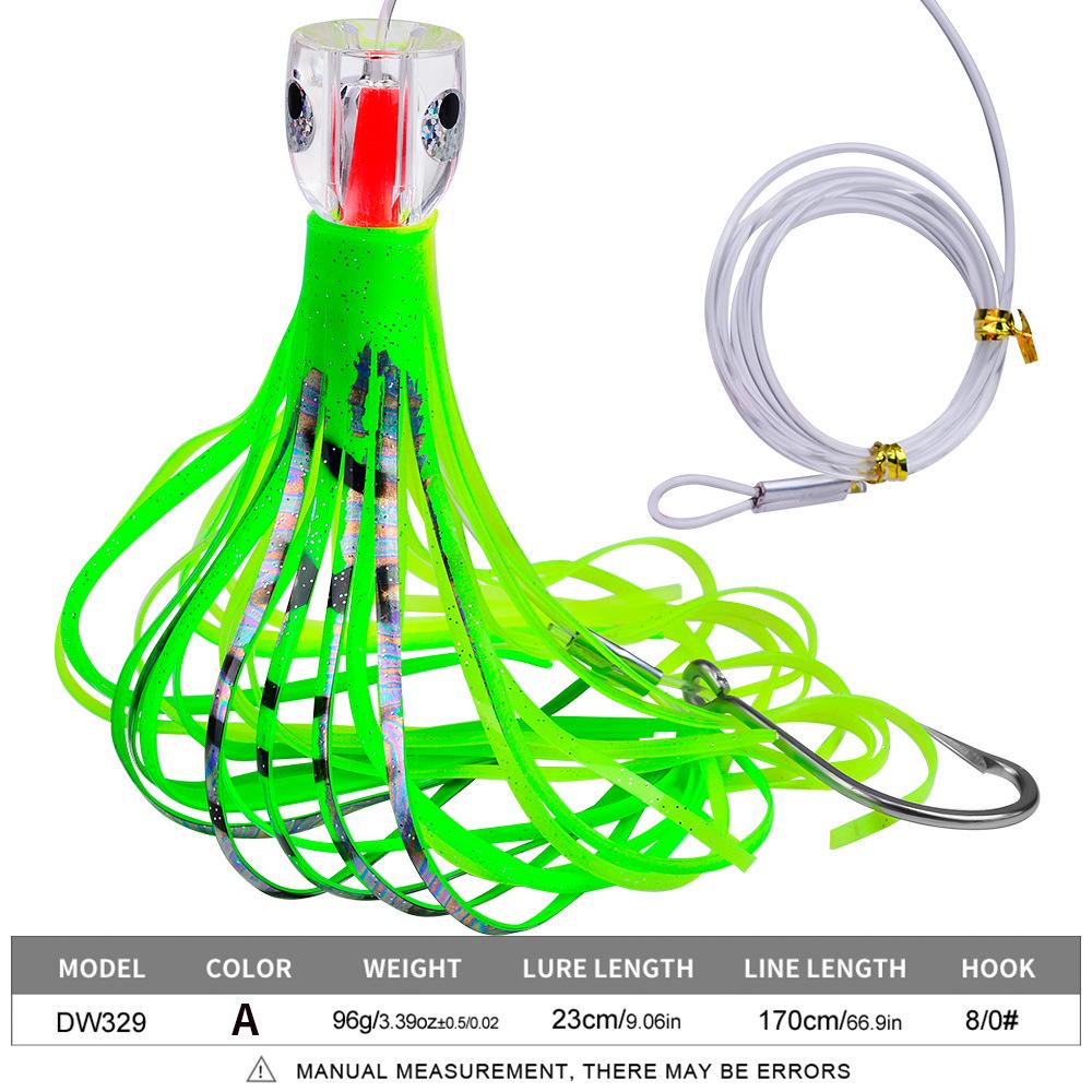 9  Acrylic Octopus Squid Lure: Soft, Bionic Tentacle with Water Outlet Holes for Saltwater Boat Fishing 23cm/96g
