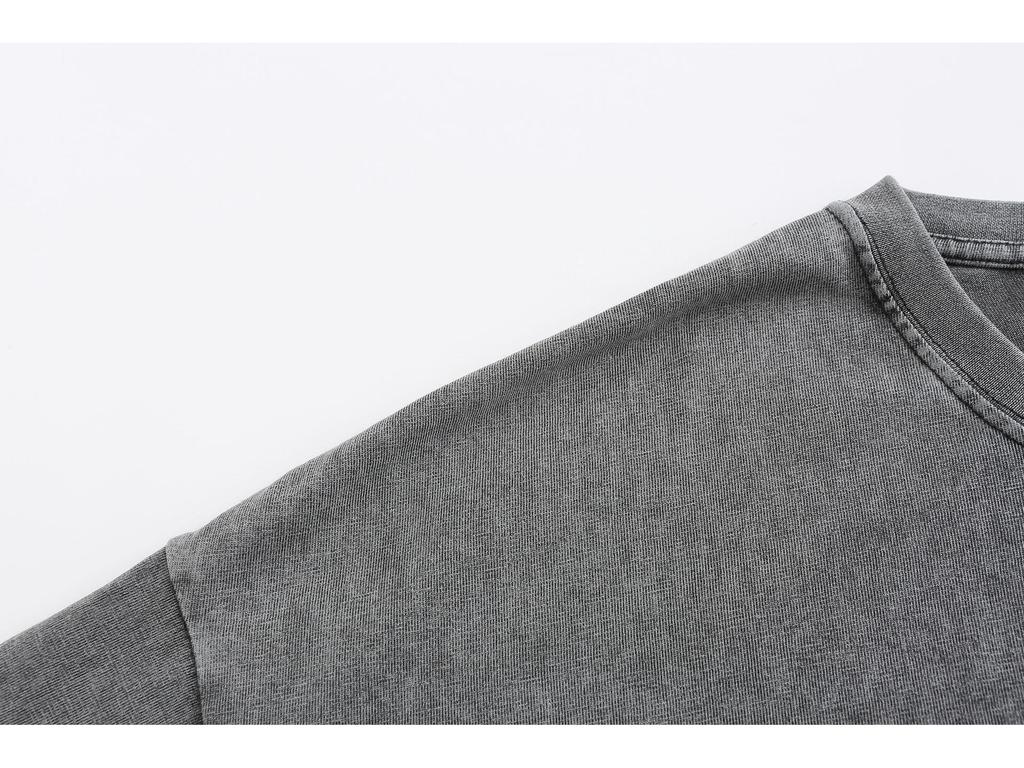 [230g Washed Oversized Distressed Drop Shoulder T-shirt] Cross-Border Trendy European & American Print.