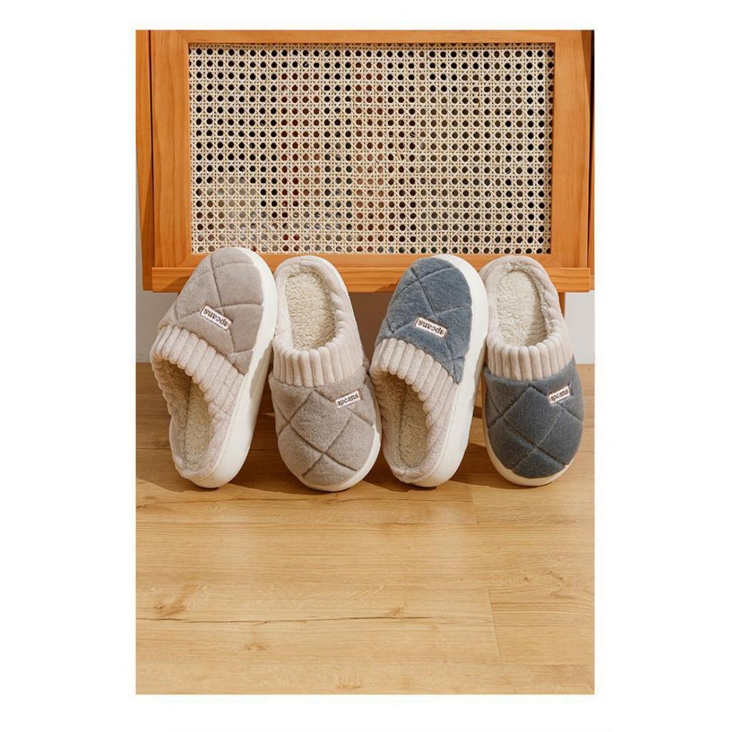 Baumwollpantoffeln für Damen und Herren, Herbst und Winter, Indoor Zuhause, Weiche Sohle, Rutschfest, Haushaltliche Wärme, Plüsch, Paar Baumwollpantoffeln
