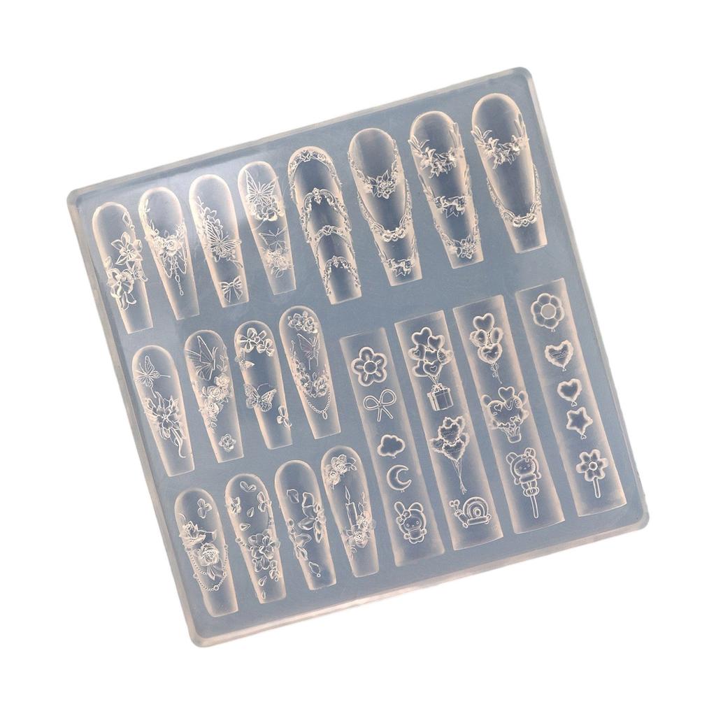 Multipurpose Nail Art Silicone Mould for 3D Designs Butterfly Flower Moon Patterns Portable for Acrylic Craft Supplies