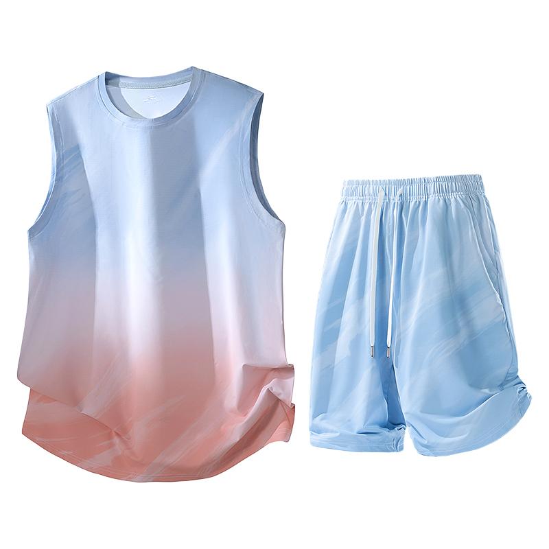 Men's Summer Casual Running Speed Dry Ice Silk Sports Set Men's Two Piece Set