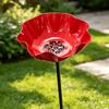 3pcs Handcrafted Metal Flower Garden Stake Ground Insert Iron Floral Sculpture Bird Bath Stake UV Resistant Rust-resistant