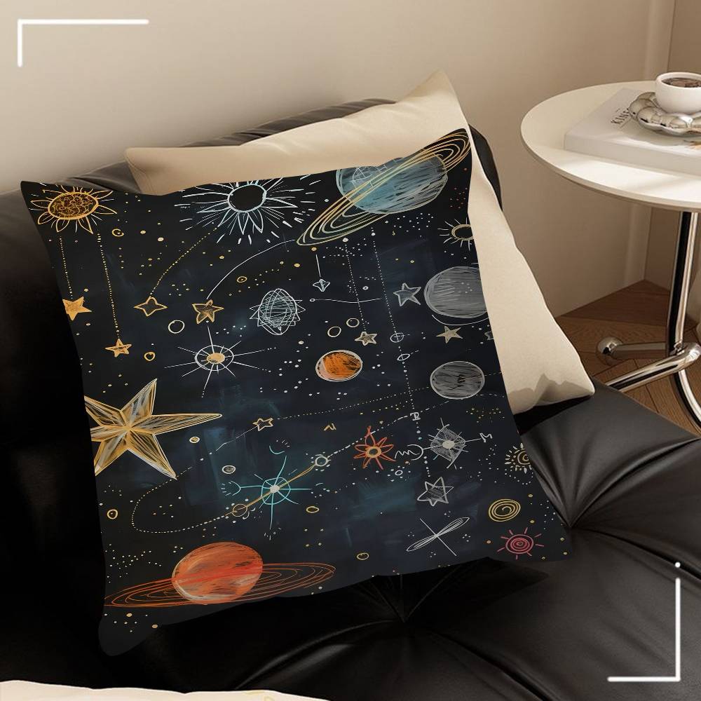 Vintage Space Astronomy Solar System Map Moon Pillow Cover Design Cushion Cover Decor Holiday Decorati