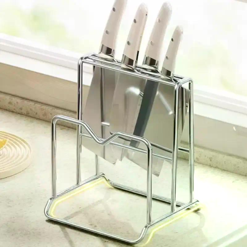 3D Drainage Stainless Steel Rack for Storing Knives and Chopping Boards in Kitchen