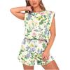 Women's Jumpsuit Floral Print Spring Summer Cap Sleeves Adjustable Drawstring Waist Comfortable Casual Short Jumpsuit With Pockets