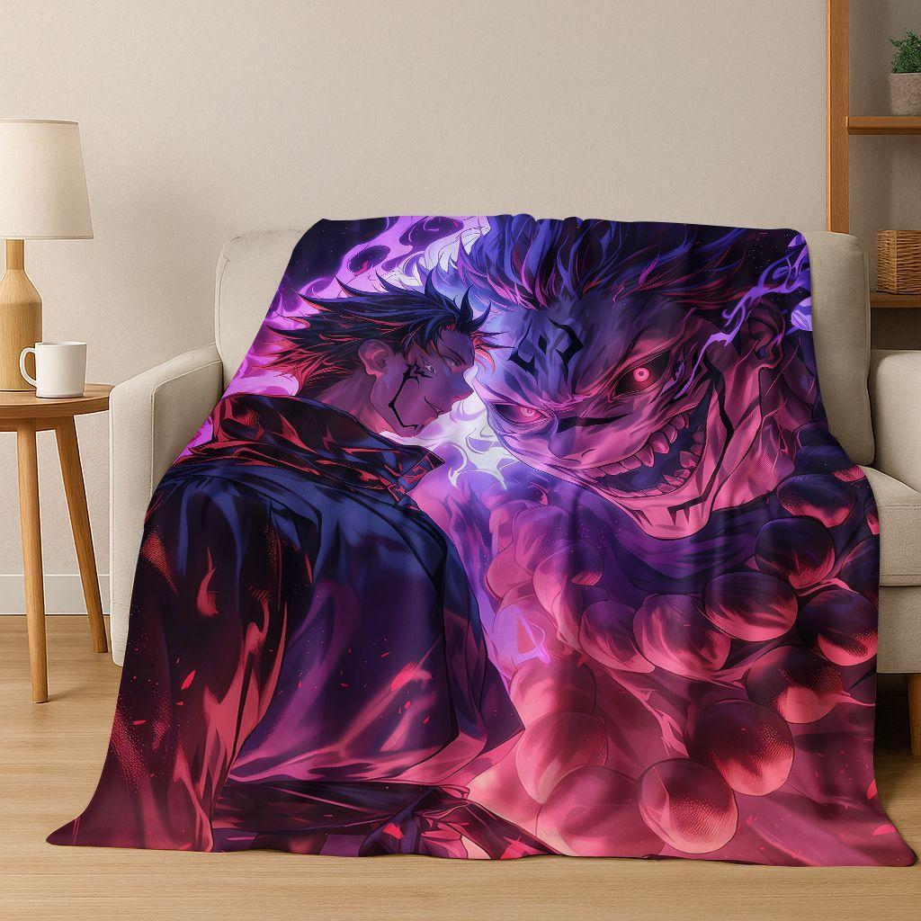 Anime Jujutsu Kaisen Yuji Satoru Cartoon Flanelldecke, Gemütliche Weiche Überwurfdecke für Zuhause Schlafzimmer Bett Sofa Picknick Abdeckung Geschenk Kind