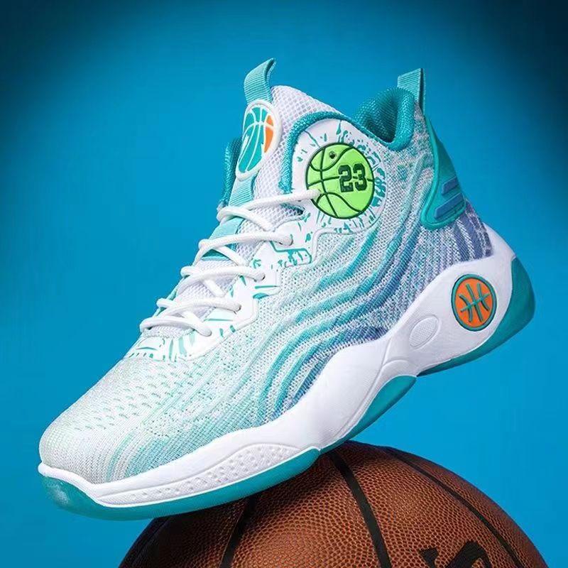 High-top mesh breathable actual basketball shoes, young men's non-slip and wear-resistant outdoor sports shoes