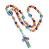Colorful Beaded Children's Cross Necklace - Handmade Acrylic Rosary for Baptism