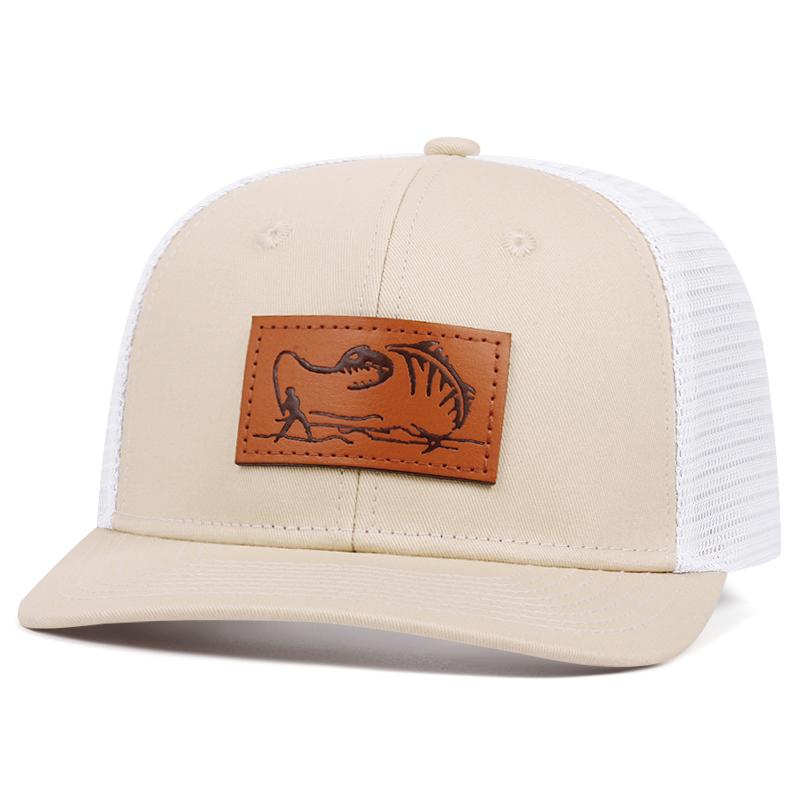 Men's Fashion Fisherman Pattern Leather Label Richardson Duck Tongue Hat Adjustable Hip Hop Baseball Hat Sunshade Cowboy Caps