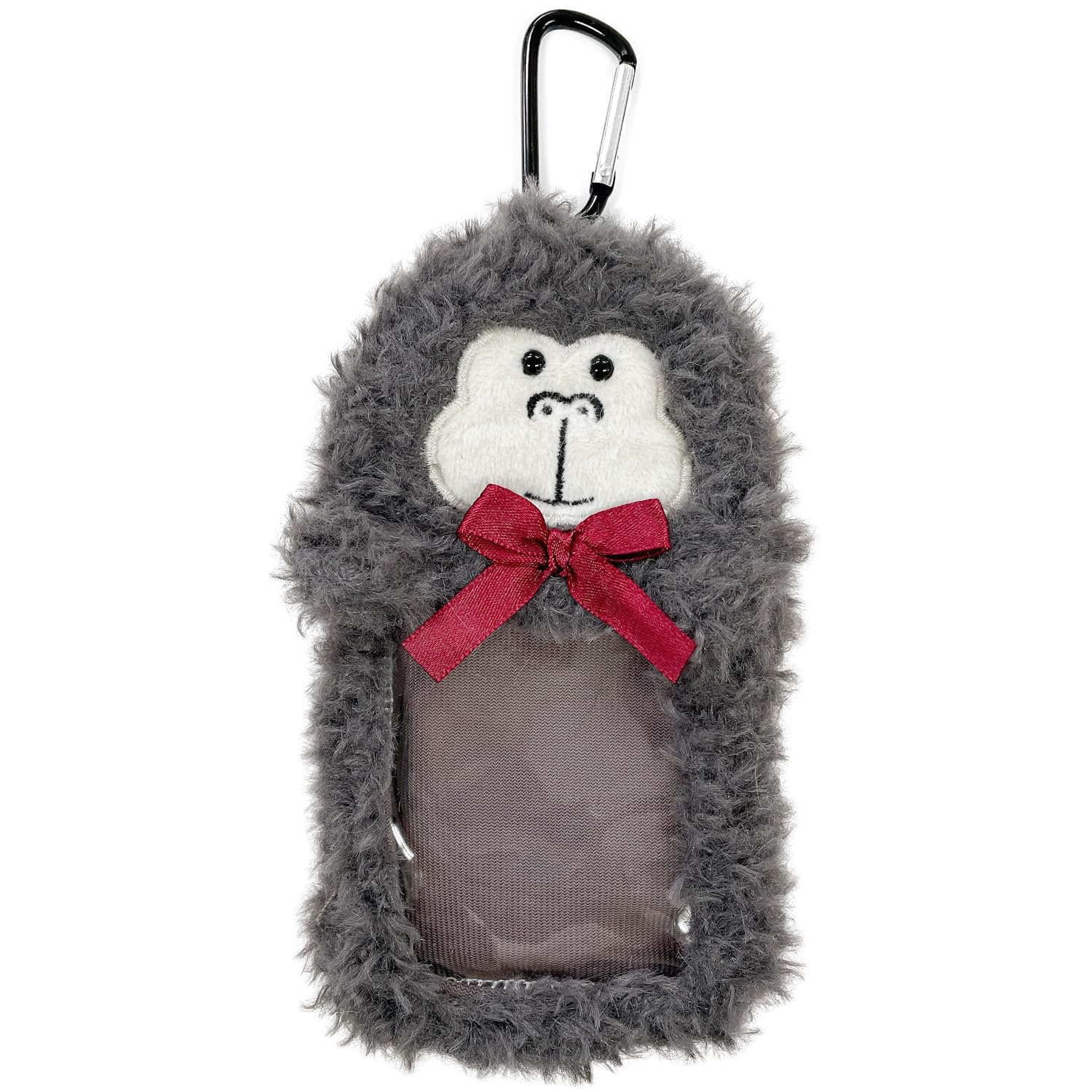 

Tino Pass Fluffy Animal Plush with for Commuting to School or IC Card Gorilla Design [Stream] Case, Reel, Carabiner, Keychain, Work, Case, (TY041-I)