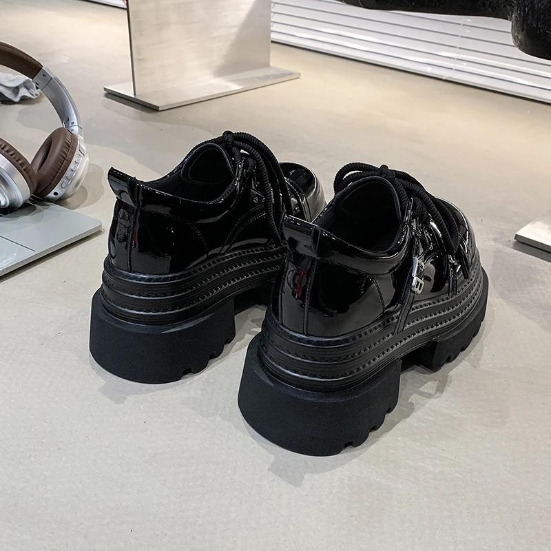 Fashion 8CM NEW Chunky Platform High Heels Women Spring Leather Ankle Buckle Mary Jane Shoes Woman Thick Heeled Pumps Lolita Shoes