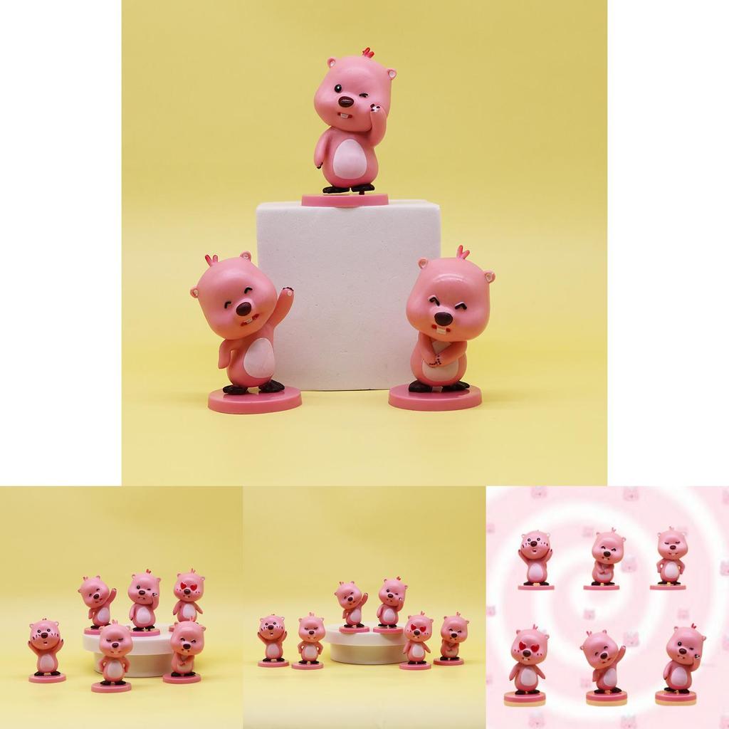 Cute Pink Beaver Figure 2nd Generation Blind Box Pvc Toy Car Desk Decor Gift For Girls