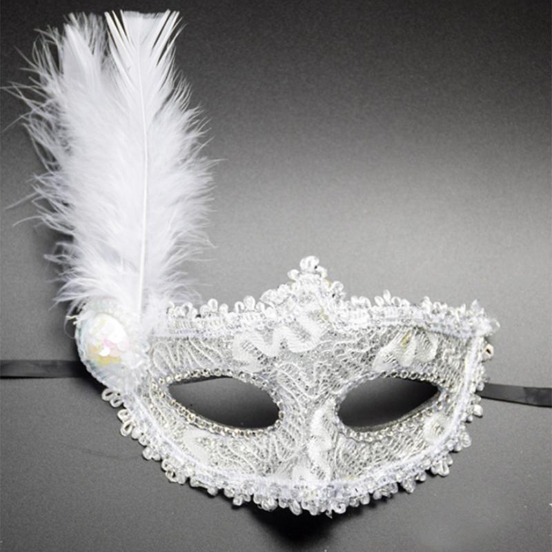 Masquerade Mask Wedding Carnival Party Performance Costumes Sex Lady Lace Mask Venice Feather Sexy Halloween Mask Gift