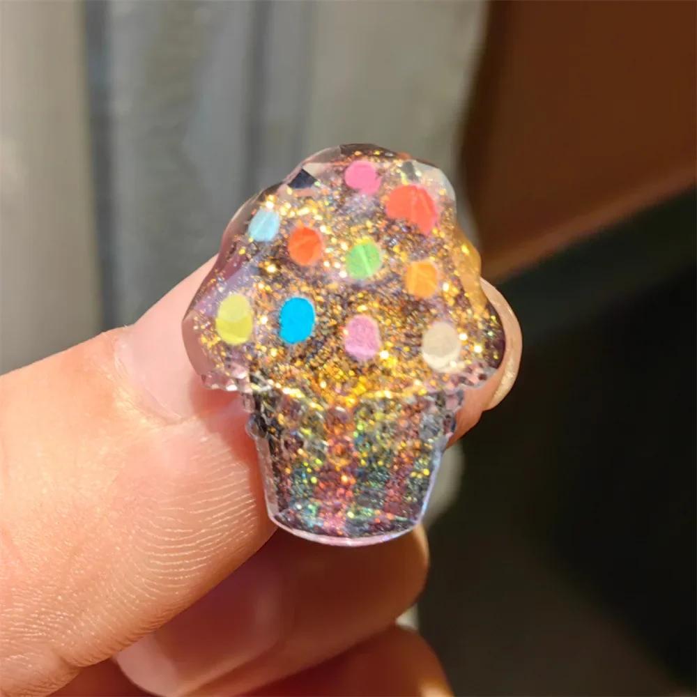 1pcs Shoelace Decorative Clip Children's Bling Glitter Princess Ice Cream Rainbow Shoe Buckle Removable Shoe Charms Decorations