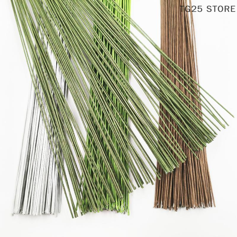 100Pcs 40cm DIY Floral Material Green Flower Wire Stems Artificial Wire Stem Accessoies Wedding Home Decor