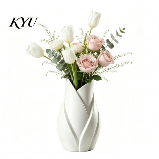 Moderner Minimalistischer Blumenhalter Blattförmige Kunstvase, 3D-gedruckte Matte Verdrehte Florale Skulptur Raffiniertes Büro Schreibtisch Ornament Dekorativ