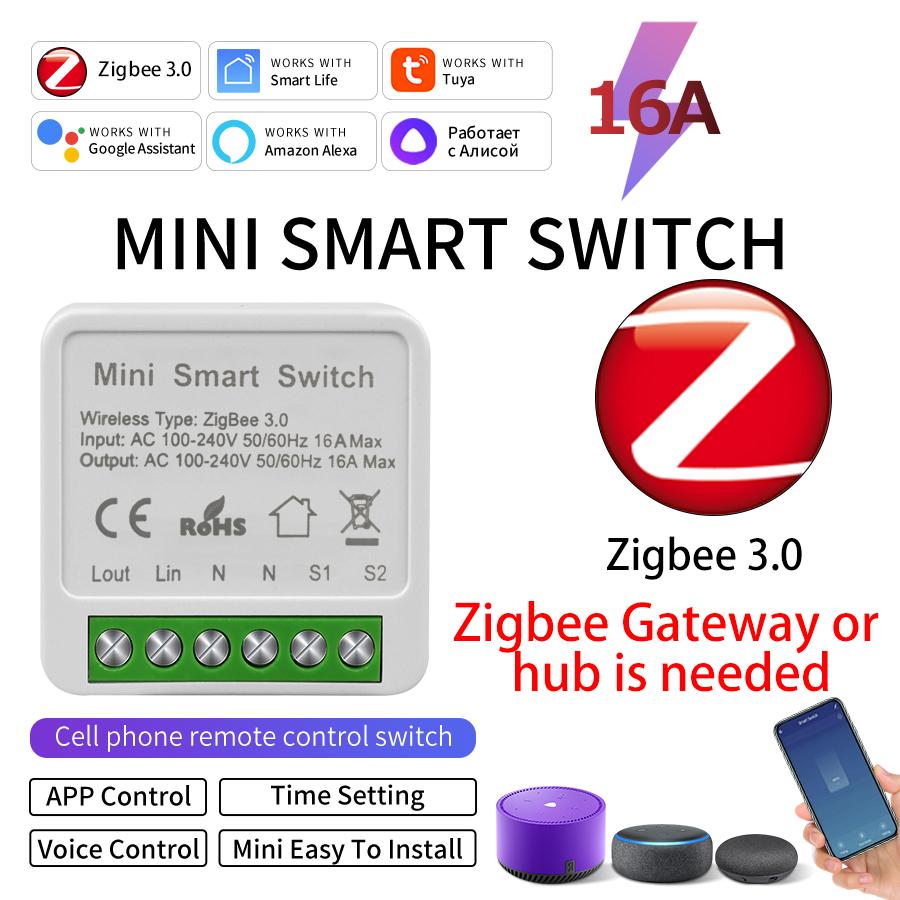 Zigbee 3.0 Wifi Tuya Smart Swich Alexa Google Assistant Home Automation DIY 16A Mini Breaker Light Switch Voice Control 100-240V