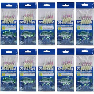 10 stuks Zoutwatervissen Kunstaas Aas Onderlijnen 5 Haken Sabiki Onderlijnen Echte Vissenhuid Onderlijn Makreel Glow in the Dark Flash Onderlijnen