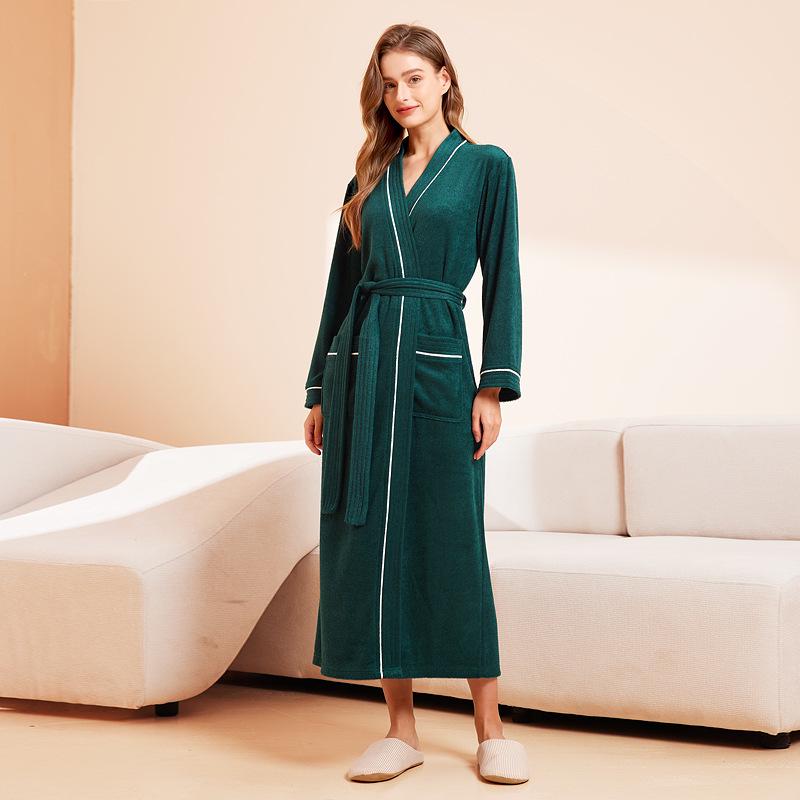 Unisex Quick-Dry Water-Absorbent Bathrobe: Four-Season Long-Sleeve Yukata with Towel Material