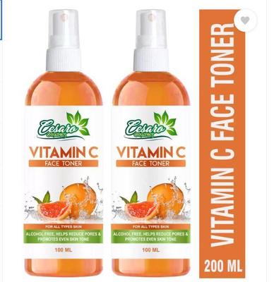 Cesaro Organics Vitamin C Skin Toner For Pore Tightening and Normal & Oily Skin Types Men & Women Pack 2 (100ml X 2)
