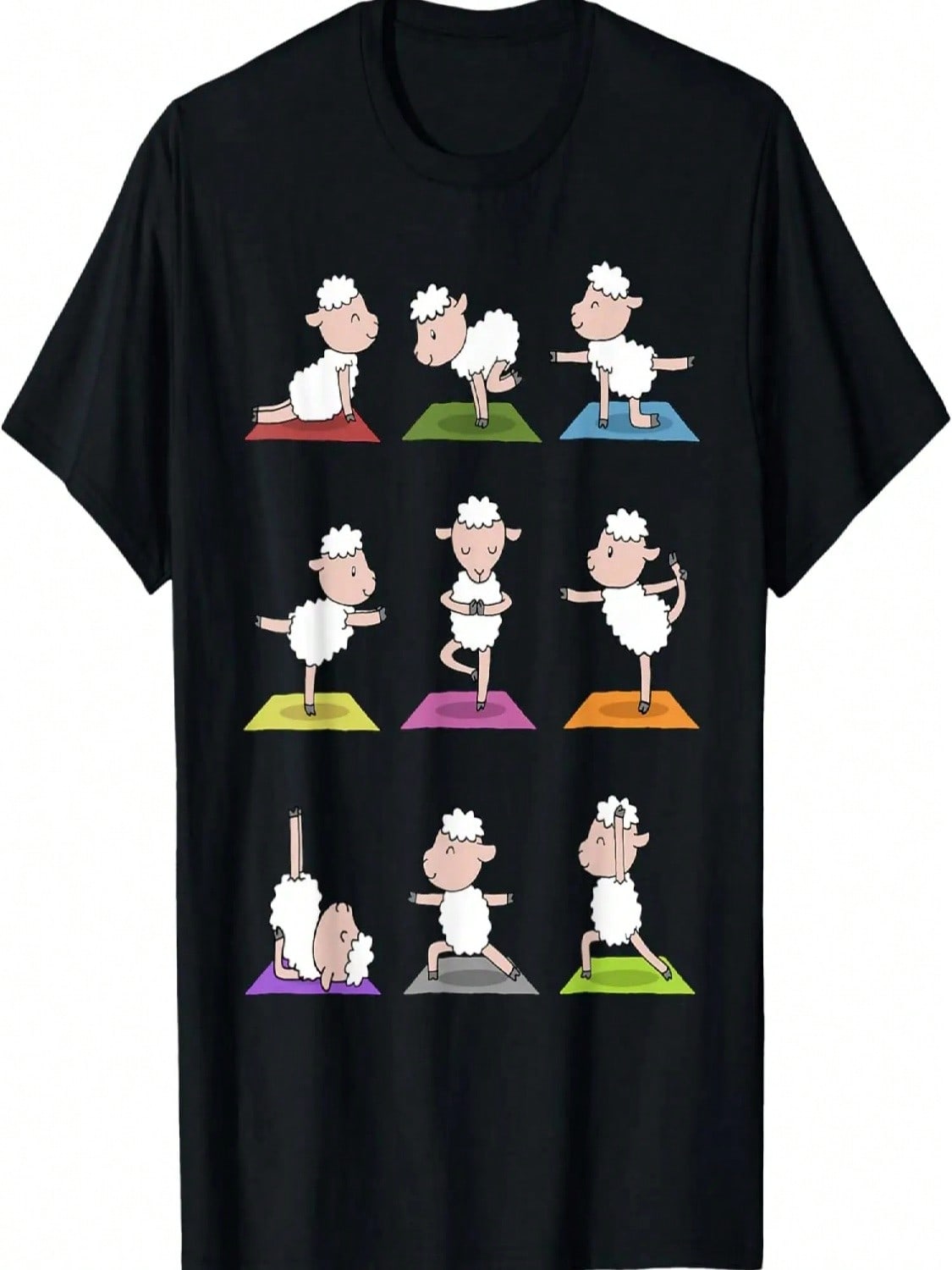 Sheep Yoga T-Shirt Funny Cute Sheeps In Yoga Poses Tee T-Shirt S разноцветный