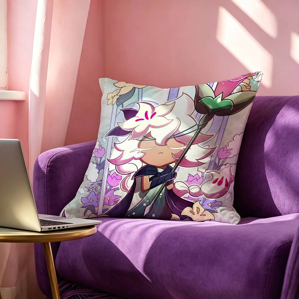 wWhite CCookie Run Kingdom Pillow Case Square DoubleSided Sofa Cushion Cover Bedroom Bedside Pillow