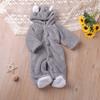 Kids' Coral Fleece Romper - Color Hooded Onesie