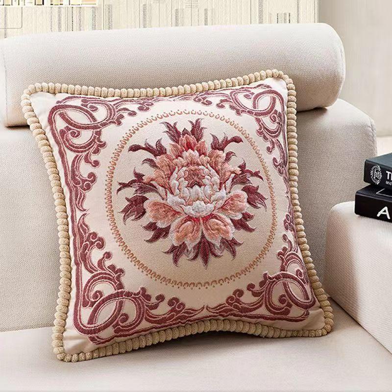 Washable Cushion Covers  European-style Printed Sofa Pillowcase Cover for  Living Room Car Pillow Cushion Lumbar Support Cover Removable