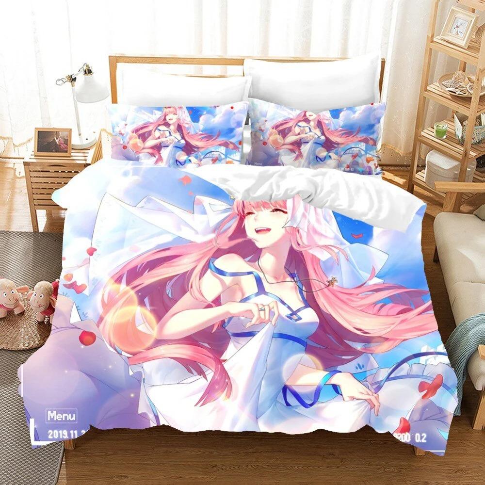 Anime Darling In the Franxx 02 Zero Two Bedding Set Double Twin King Duvet Cover Comforter Pillowcase Boys Girls Adults Bedroom