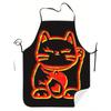 1pc Vintage Lucky Cat Print Adult Size Sleeveless Apron - Black with Red and Yellow Trim, Lightweight, Perfect for Home and Kitc