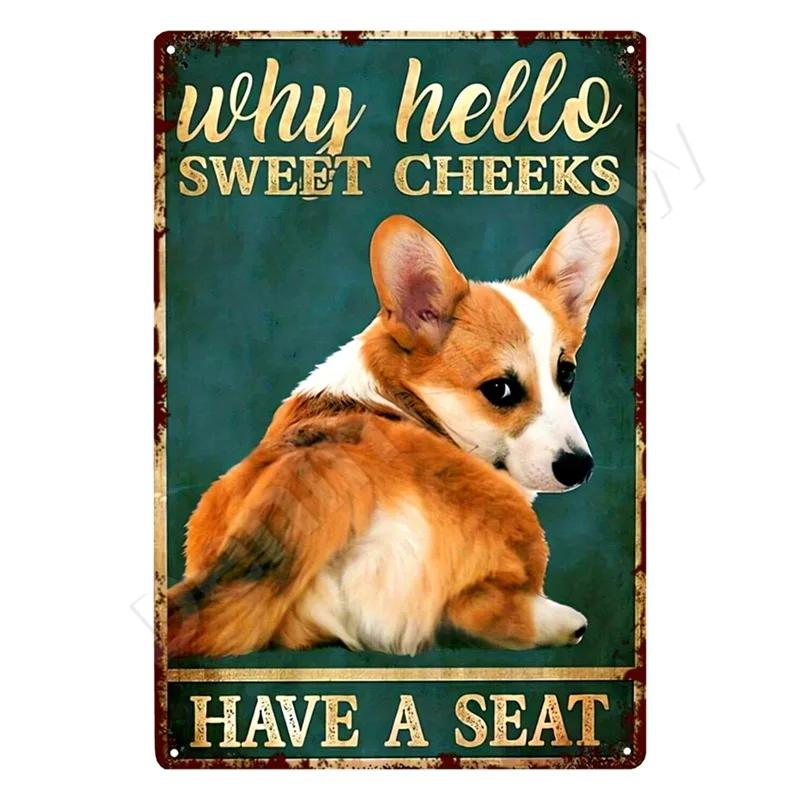 Dachshund Metal Tin Sign, Doberman Dog, Retro Art, Yorkie, Funny Pet Poster, Cafe, Kitchen, Home, Wall Decoration, Plaque Gif