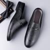 Summer New Designer Half Slippers for Men Fashion Casual Pointed-toe Dress Shoes Male Solid Color Leather Shoe Mules Man