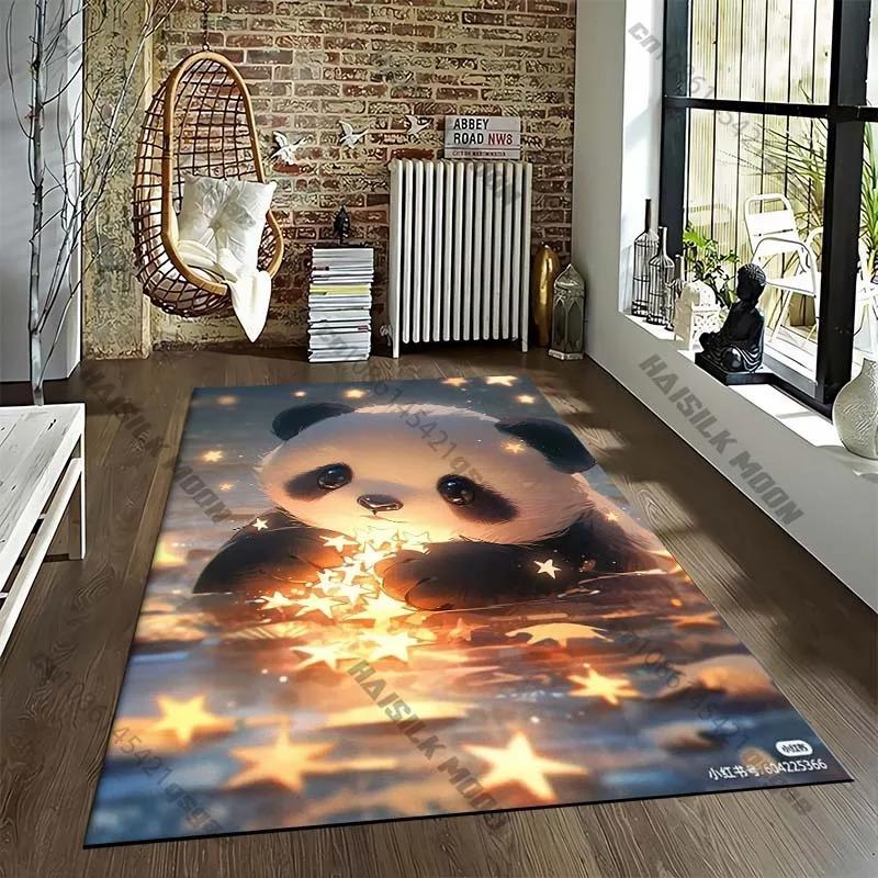Cute Panda Pattern Area Rug – Large Anti-Slip Carpet for Living Room Sofa Bedroom, Soft Floor Mat Under Chair Lounge