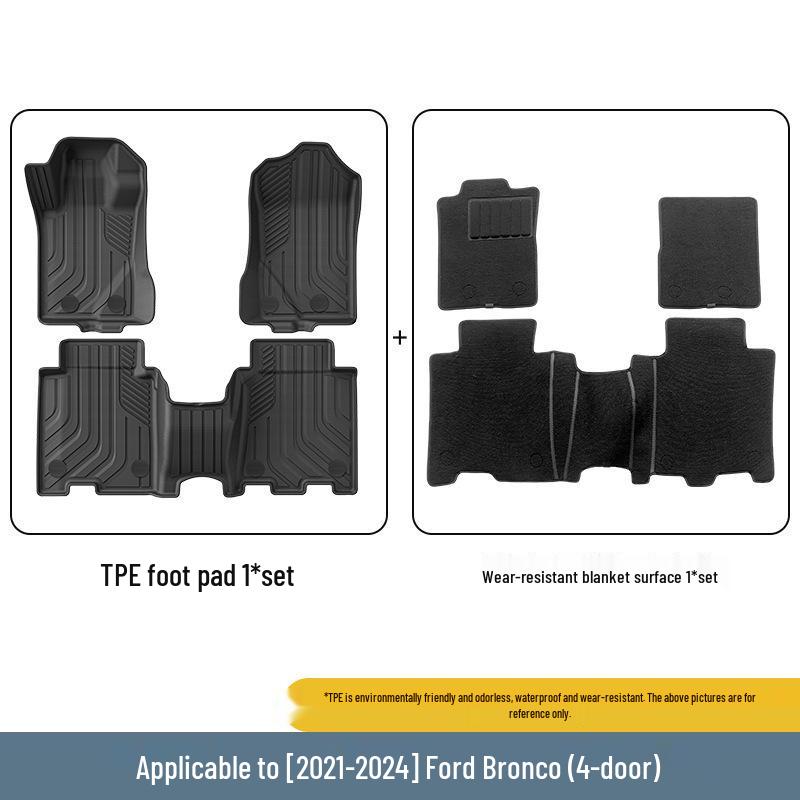 TPE Floor Mats for 2021-2024 Ford Bronco 4-Door - Eco-Friendly, All-Weather