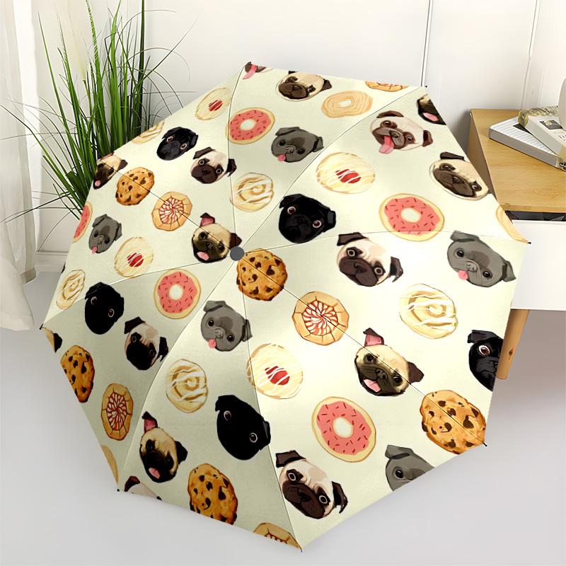 

1pc Pug Donuts Open/Close Folding Umbrella - Raining Gear for Travel Umbrella, All- Portable Umbrella for & Men 8-Rib yy251229019