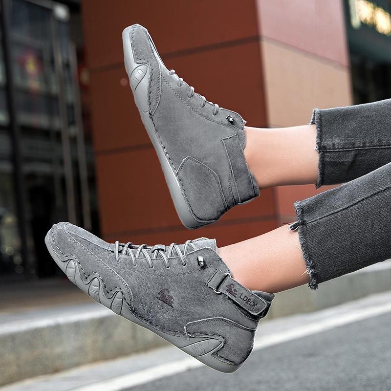 Top Layer Leather Women's High-Top Plus Size Women's Shoes Autumn and Winter Ankle Boots Cotton-Padded Shoes