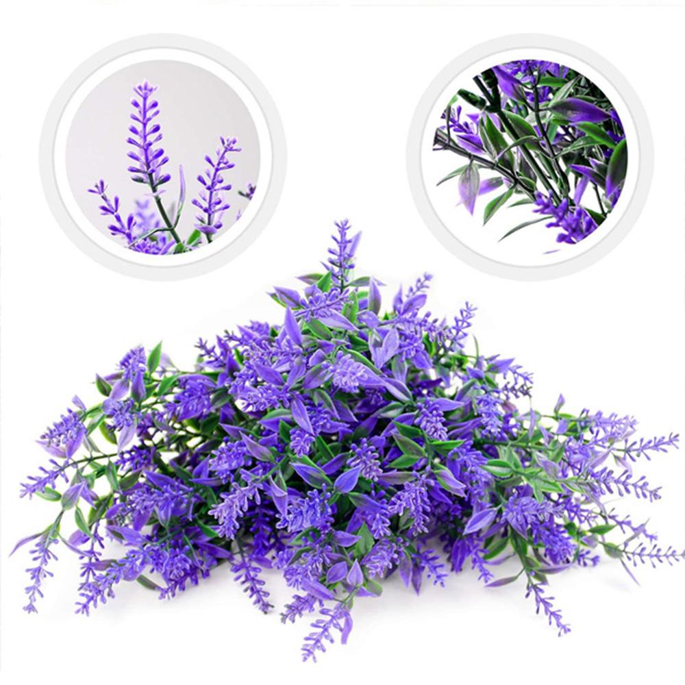 8pcs Faux UV Resistant Fake Flowers Artificial Plants Plastic Decor Outdoor Plastic Lavender Fake Flower Wedding Accessories